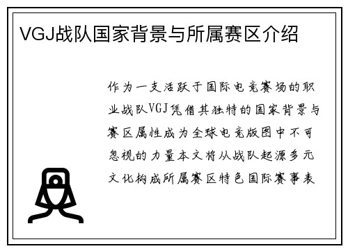 VGJ战队国家背景与所属赛区介绍