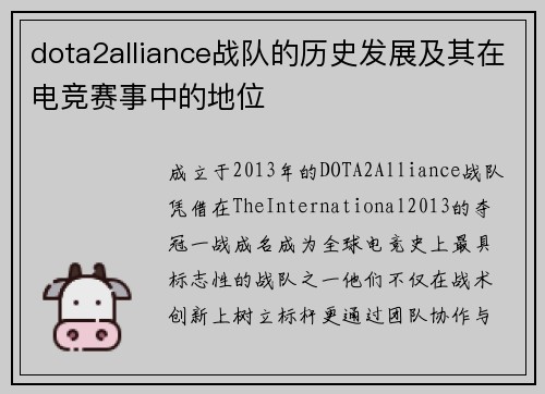 dota2alliance战队的历史发展及其在电竞赛事中的地位